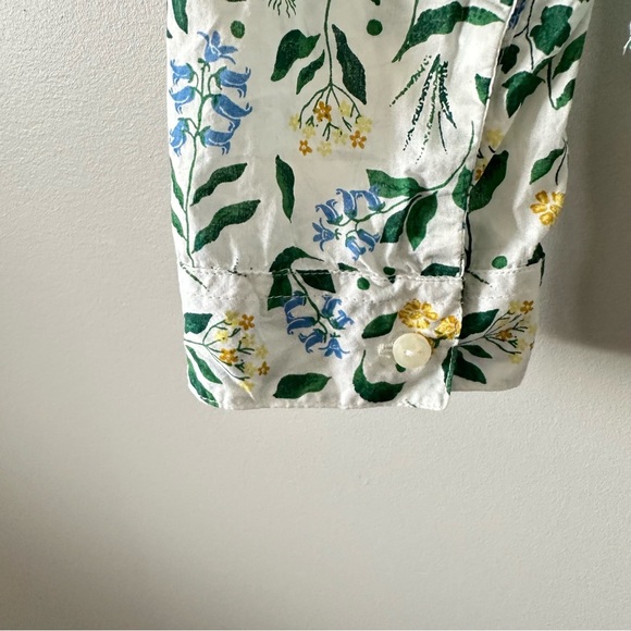 Seasalt Shirt Womens Sz 4 Button Up Larissa Organic Cotton Floral Roll Tab - Picture 8 of 12